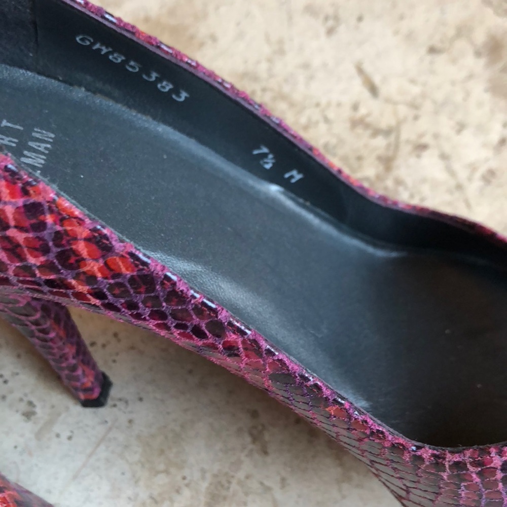 Stuart Weitzman Python Peep Toe Size 7.5 - image 4